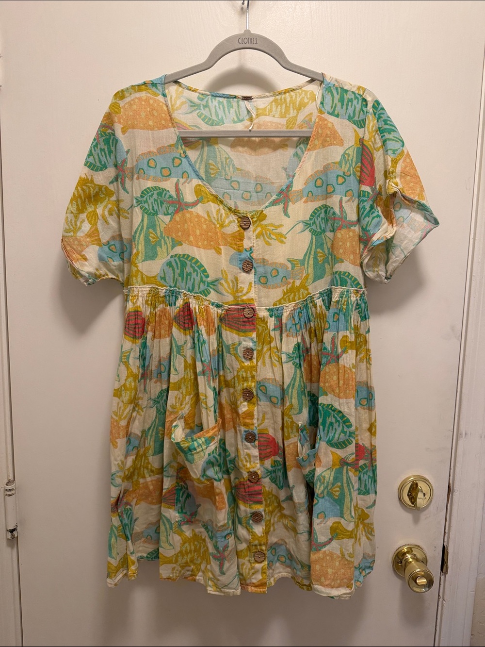 Free People Oceana Mini Dress In Yellow with Slip Sz SM